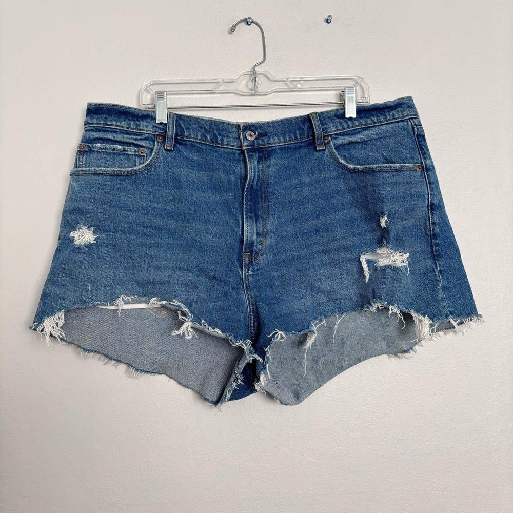 Abercrombie & Fitch Curve Love The Mom Short High Rise Size 34/18 Distressed
